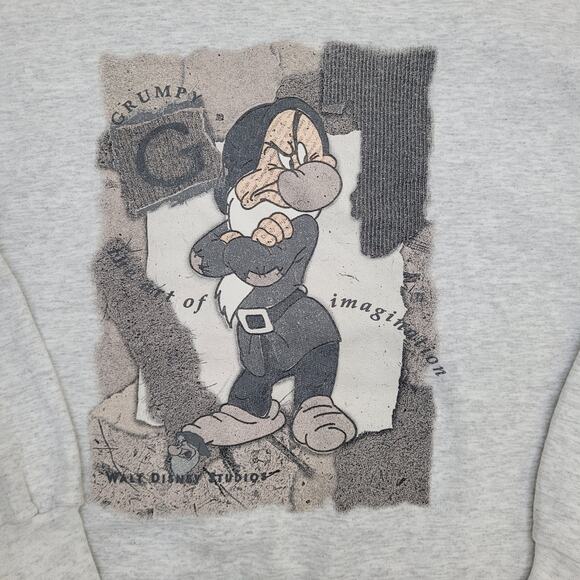 Vintage Disney Grumpy Sweatshirt Medium 21x24 Gray - Picture 11 of 15